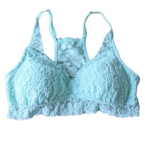 AERIE lace bralette slightly push up removable pads mint color Medium B062